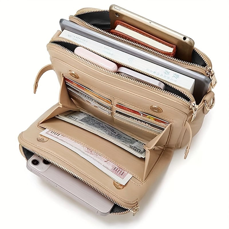 🔥49% Off✨Multifunctional Three-Layer Clutch Vegan Leather Crossbody Bag