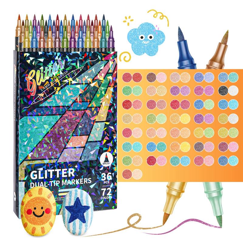 🔥49% Off🎨24/48/72/96 Colors Glitter Effect Brush Markers