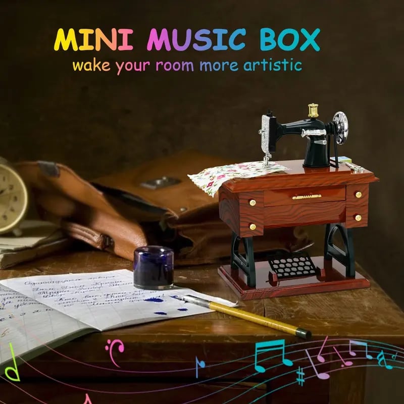 Vintage Mini Sewing Machine Music Box