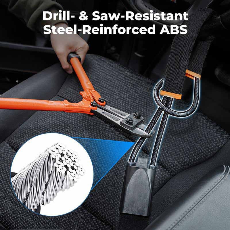 Universal Steering Wheel Lock with Seat Belt Clip (Includes 3 Keys)