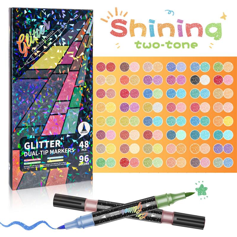 🔥49% Off🎨24/48/72/96 Colors Glitter Effect Brush Markers
