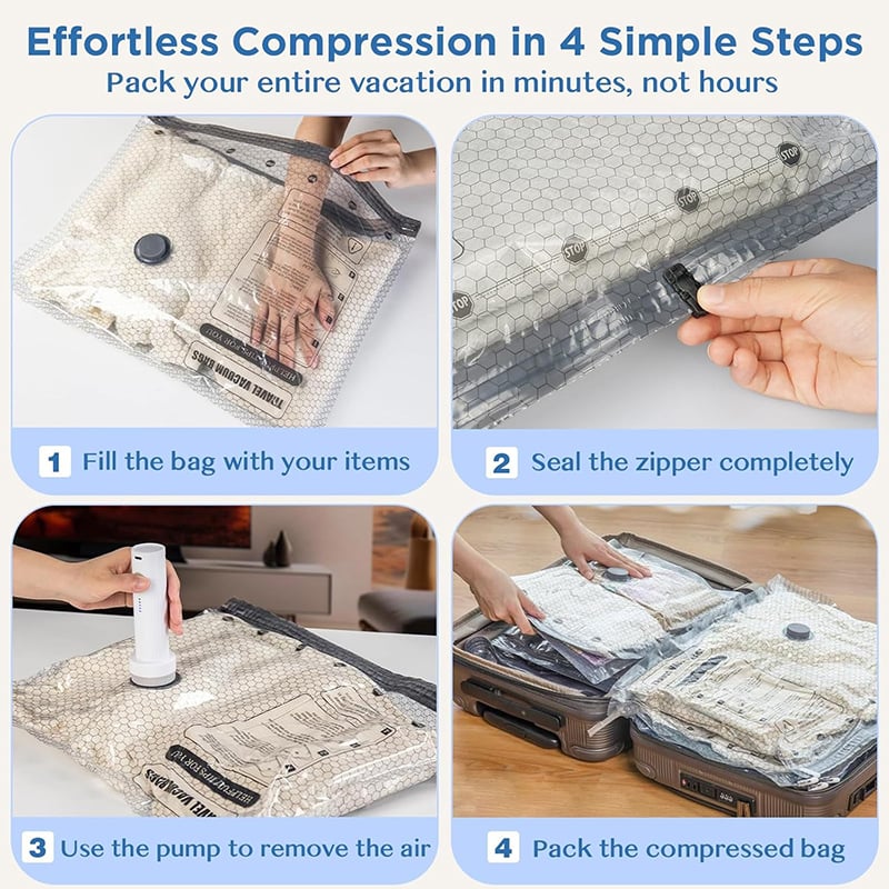 🔥Cordless Travel Vacuum Storage Compression Bag Set✈️