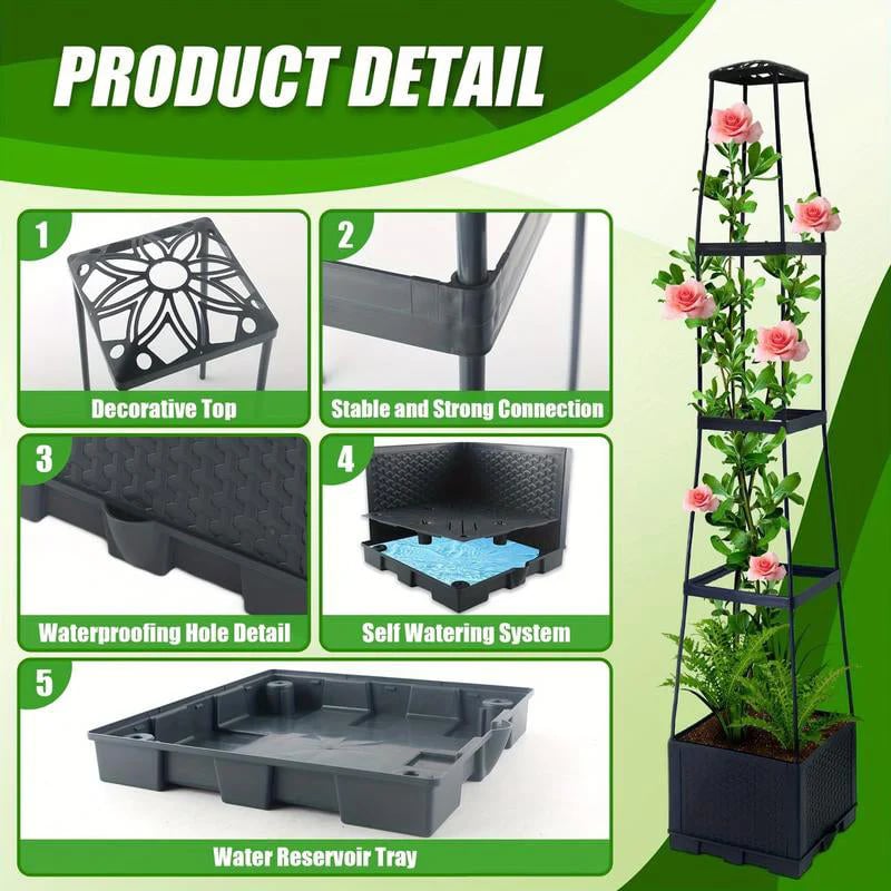 Garden Raised Bed Planter Boxes with Trellis