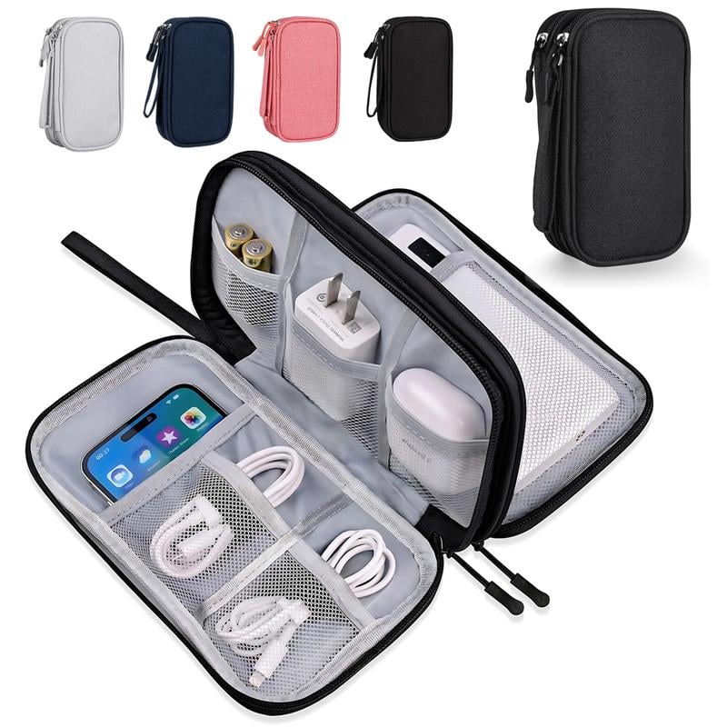 Travel Cable Organizer Pouch, Double Layers All-in-One Storage Bag for Cord