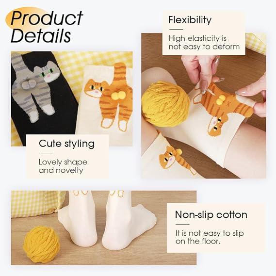 🏆35K+ SOLD! 🥳🎖️Cute Cat Socks with Balls🎀✨