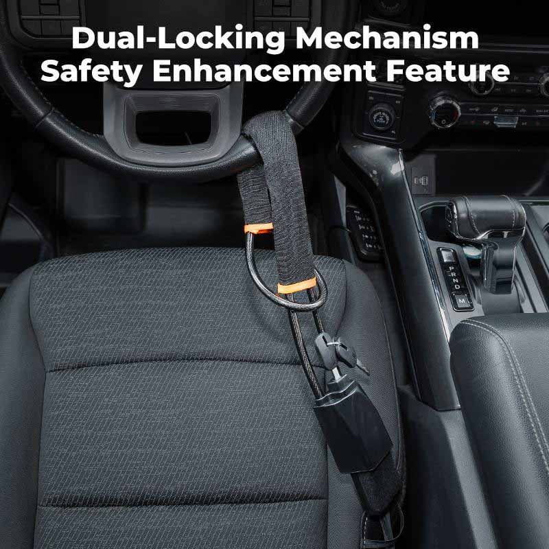 Universal Steering Wheel Lock with Seat Belt Clip (Includes 3 Keys)