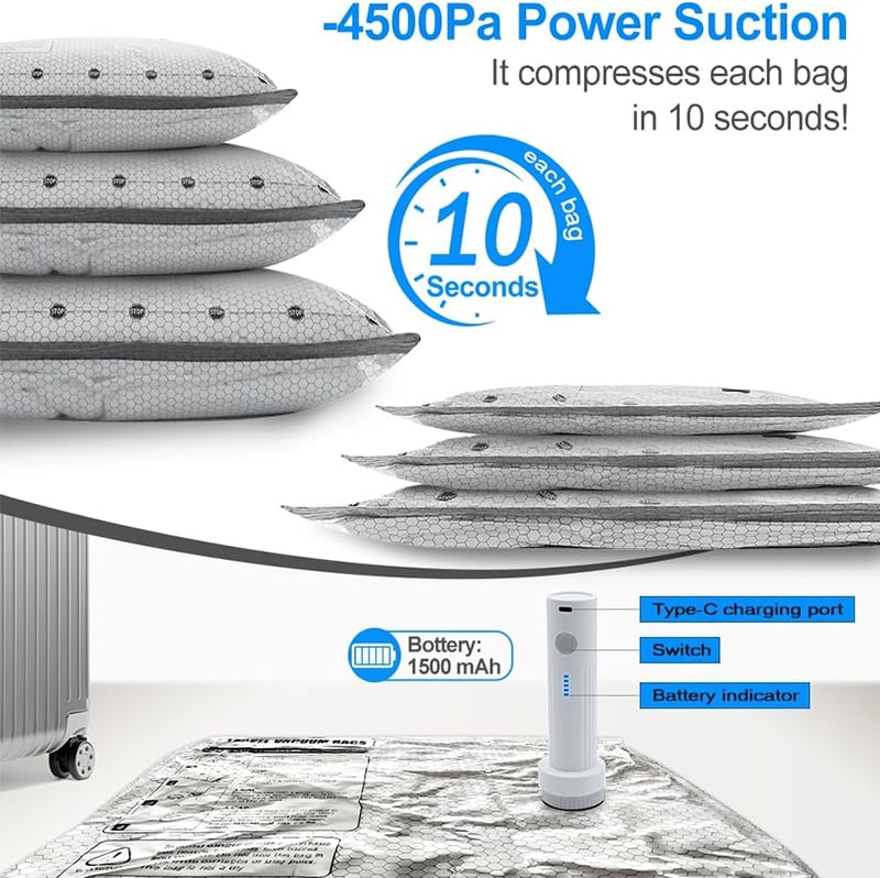 🔥Cordless Travel Vacuum Storage Compression Bag Set✈️