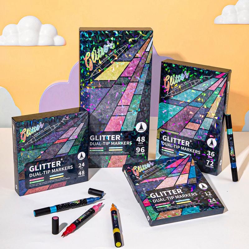 🔥49% Off🎨24/48/72/96 Colors Glitter Effect Brush Markers