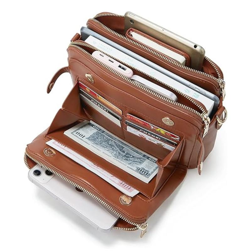 🔥49% Off✨Multifunctional Three-Layer Clutch Vegan Leather Crossbody Bag